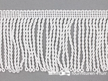 Kaart 10 meter viscose franje grof - 80mm - wit