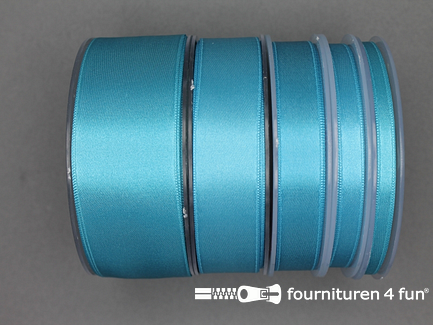 COUPON 20,6 meter luxe satijn lint - dubbelzijdige kwaliteit - 38mm - turquoise