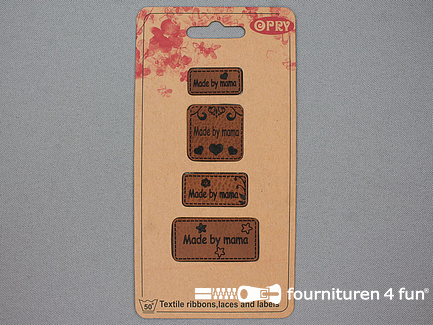 Opry skai-leren labels - Made by mama - per set van 4 labels