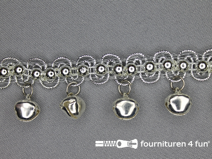 Kaart 9 meter belletjes band 30mm zilver