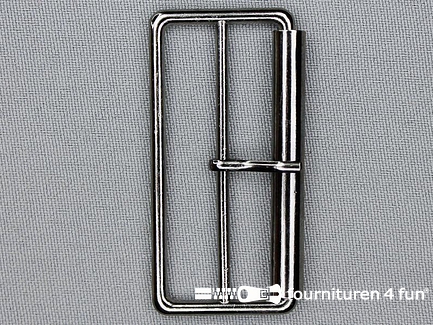 Metalen rolgesp - 50mm - zwart zilver - dubbel smal