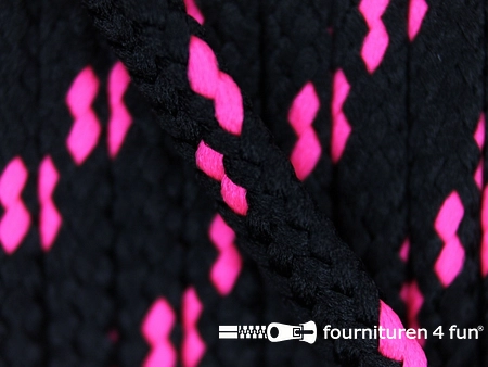 Jassen koord 5mm zwart - neon roze