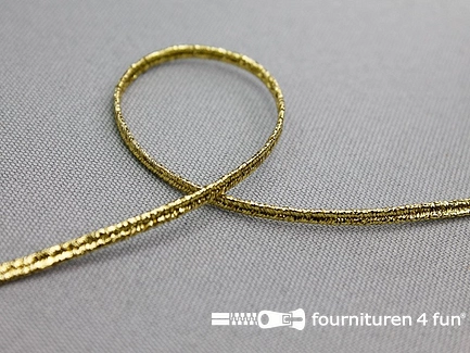 COUPON 50,1 meter (3 stukken, 46,5 + 2,4 + 1,2 meter) Soutache koord - 3mm - glans geel goud 