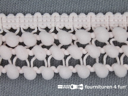 COUPON 10 meter Mini bolletjesband 24mm gepoederd zalm ecru