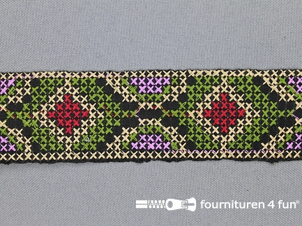 Jacquard band 35mm beige - groen