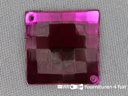 5 stuks Strass stenen vierkant 25mm fuchsia roze