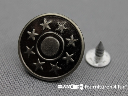 Jeansknopen - 20mm - zwart zilver - 10 stuks