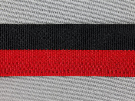 Ripsband met strepen 30mm rood - zwart