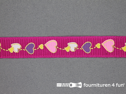 Deco lint hartjes 17mm fuchsia 