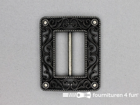 Steam punk gesp 40mm zwart - zilver