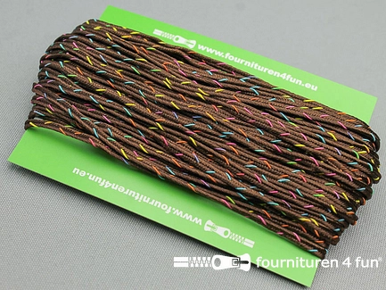 COUPON 16,5 meter Soutache koord 3mm bruin - multicolor