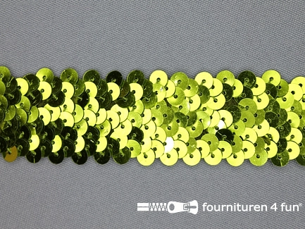 Elastische pailletten band 30mm olijf groen