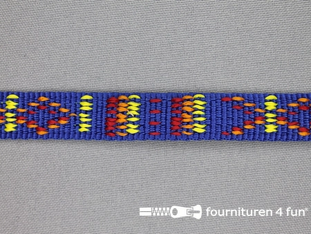 Geweven halsband - aztec motief - 15mm - kobalt blauw