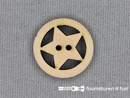 Houten knoop 20mm ster