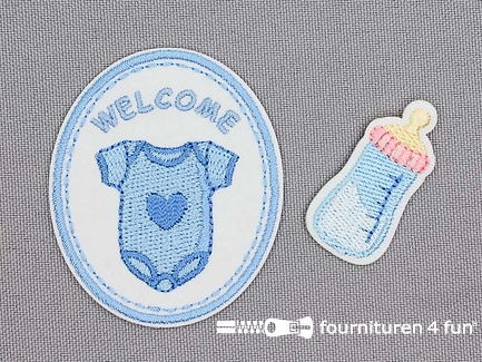 Applicatie set welkom baby blauw