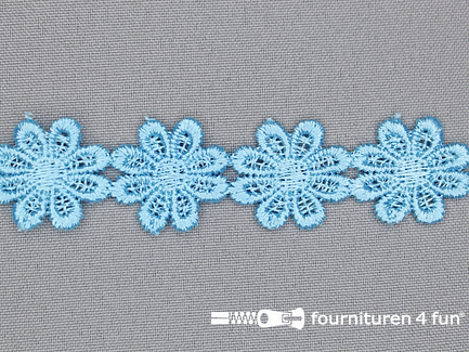 Bloemenkant 25mm aqua blauw