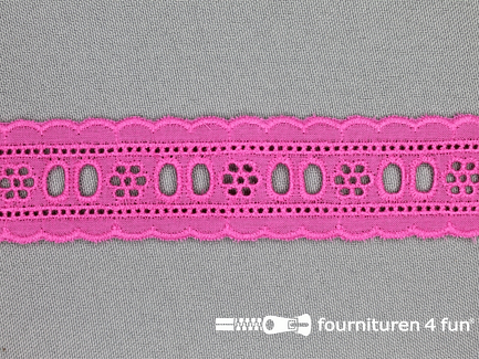 Broderie kant entredeux 30mm fuchsia roze