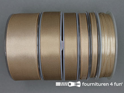 Rol 25 meter satijn lint 15mm beige