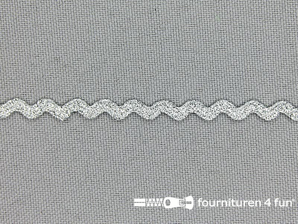 COUPON 28 meter zigzag band 4mm metallic zilver