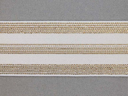 Elastiek met gouden strepen wit 40mm