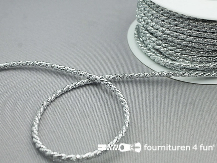 COUPON 10 meter Metallic koord - 3mm - glans zilver