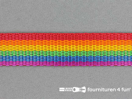 Geweven halsband - regenboog - 25mm 
