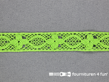 COUPON 5,5 meter (2 stukken, 2 + 3,5 meter) Ibiza broderie 13mm appeltjes groen