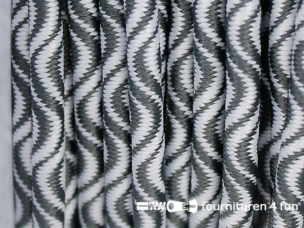 Elastisch koord 3mm grijs - wit golfjes