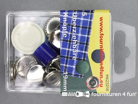 Stofknopen - 19mm - 5 stuks - inclusief gereedschap