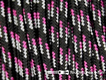 Multicolor koord 3mm zwart - wit - fuchsia