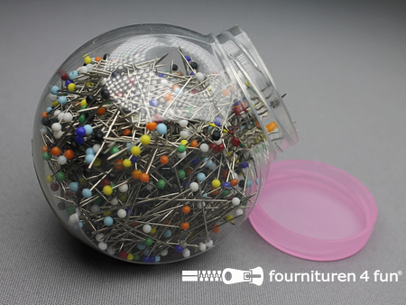 Kopspelden (plastic kop) 0.60x30mm - multicolor - pot met ca. 1000 stuks