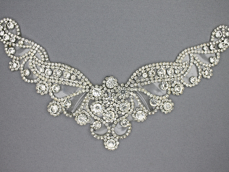 Strass decoratie opstrijkbaar 225x70mm zilver