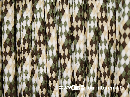 Multicolor koord 4mm  beige - bruin - leger groen