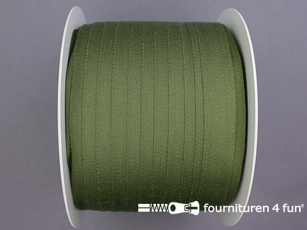 Rol 100 meter katoenen keperband - 14mm - leger groen