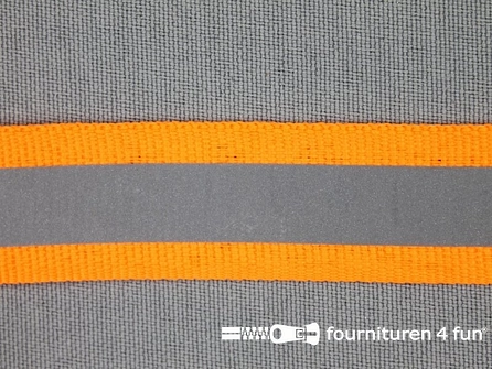 Rol 50 meter reflecterende band 20mm neon oranje