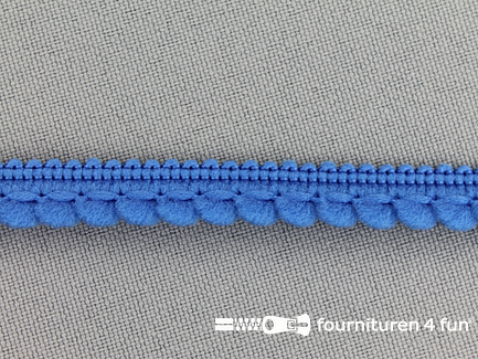 COUPON 14,65 meter Bolletjesband - 10mm - kobalt blauw