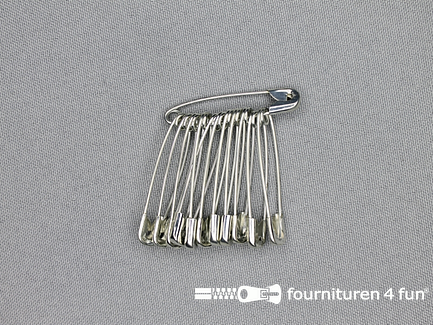 Veiligheidsspelden - 38mm - zilver - 12 stuks