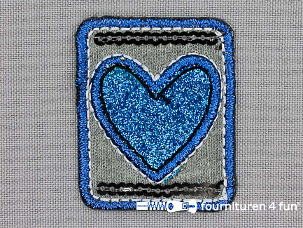 Applicatie 35x45mm hart - blauw - glitter