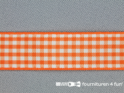 Ruitjes lint 15mm oranje