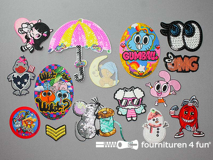 Collectie strijkapplicaties - 15 delige set - opstrijkbare patches