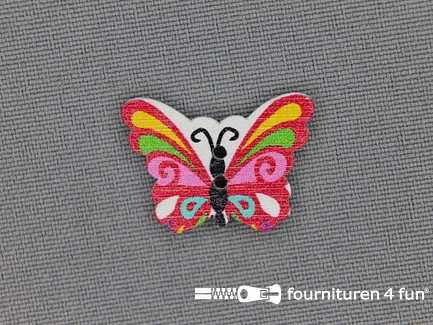 Fantasie knoop 22mmx17mm vlinder - rood -roze