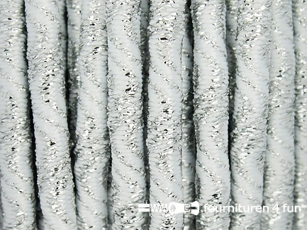 Elastisch koord 3mm wit - zilver golfjes