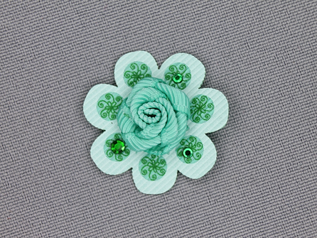 Brocante applicatie 30x30mm bloem mint - zee groen