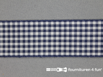 Ruitjes lint 24mm marine blauw