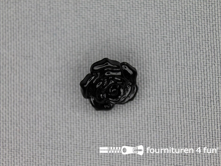 Bloemen knoop - 13mm - roos - zwart