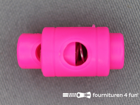 100 Stuks koord stopper 25mm cilinder neon roze