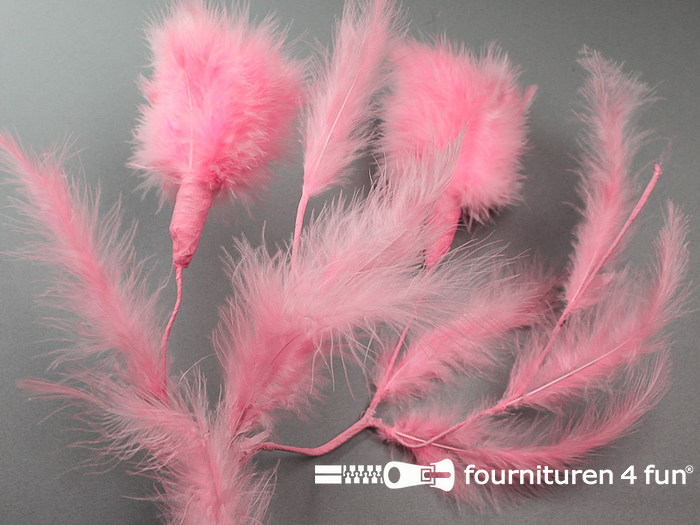 fabriek Hamburger Afsnijden RESTANT 11 stuks veren bloemen - Barbie roze - B-KEUZE kopen?  Fournituren4fun®