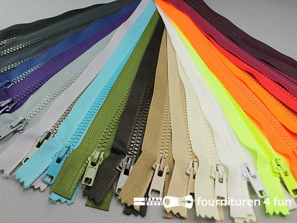 8 stuks deelbare bloktand ritsen - 70cm - kleuren assortiment