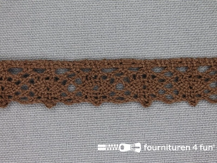 COUPON 11,3 meter (2 stukken, 6,35 + 4,95 meter)  meter Ibiza broderie 15mm licht bruin 