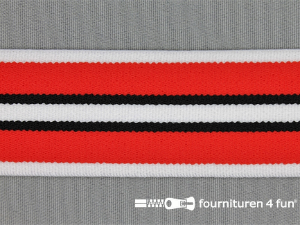 Elastiek gestreept 40mm rood wit zwart